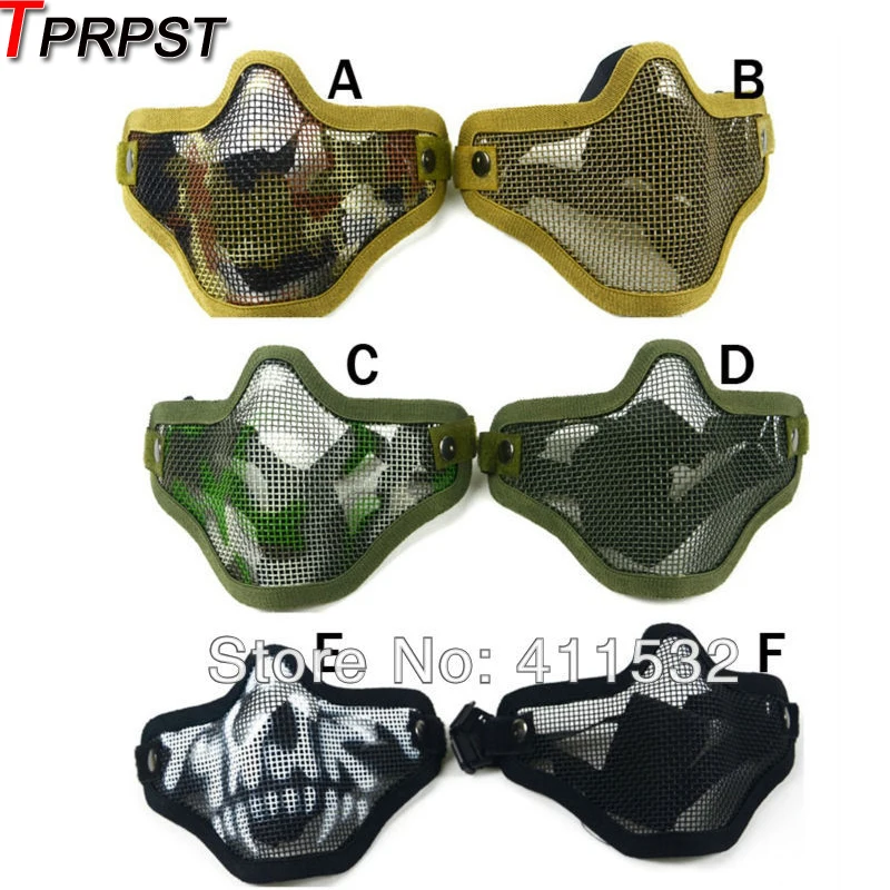 

TPRPST Anti Strike airsoft paintball Mesh Half Face double strap protective Mask NL818