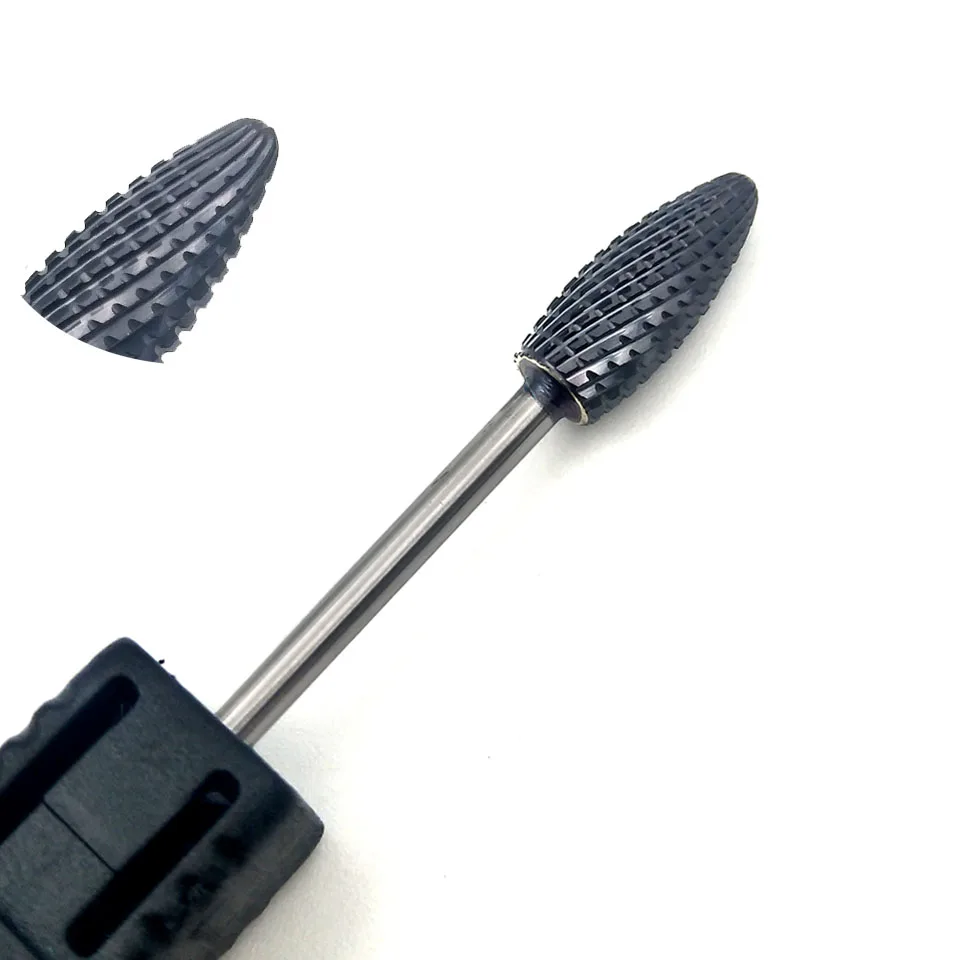HYTOOS Black Cotaing Nail Bits 3/32 Tungsten Carbide Nail Drill Bit Milling Cutter for Manicure Drill Accessories Nails Tools nail drill bits