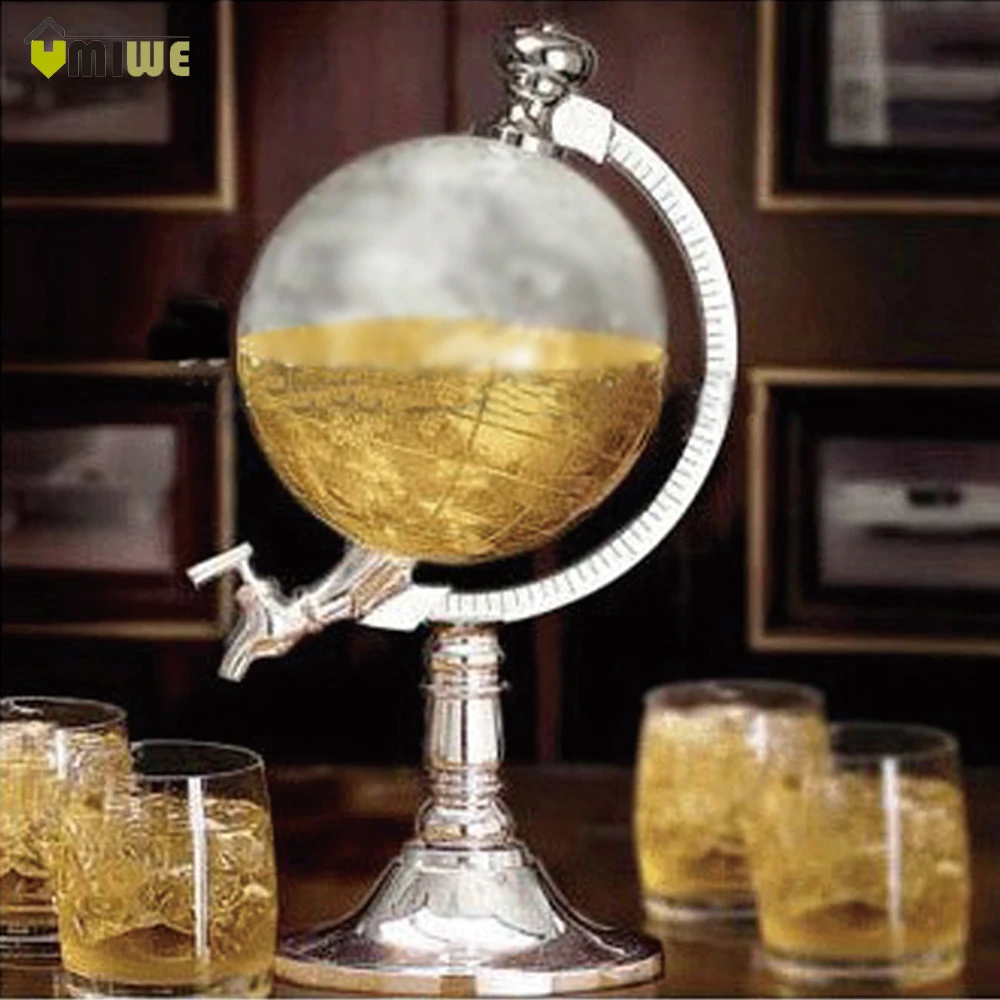 High Quality Novelty Globe Shaped Beverage Liquor Dispenser Drink Wine Beer Pump Single Canister