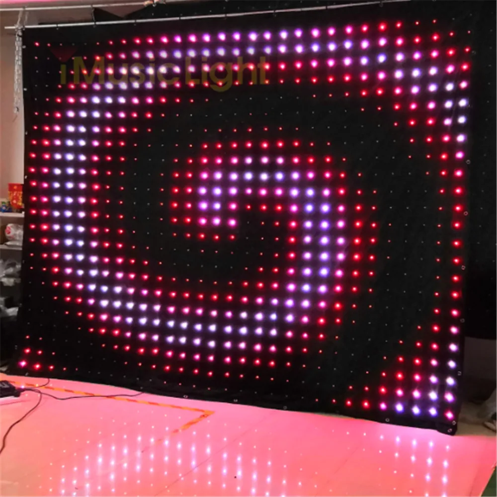 

2019 New LED Vision Curtain P10 2.5MX3M PC/ DMX Controller Stage Flexible Pixel Screen DJ Lighting Background