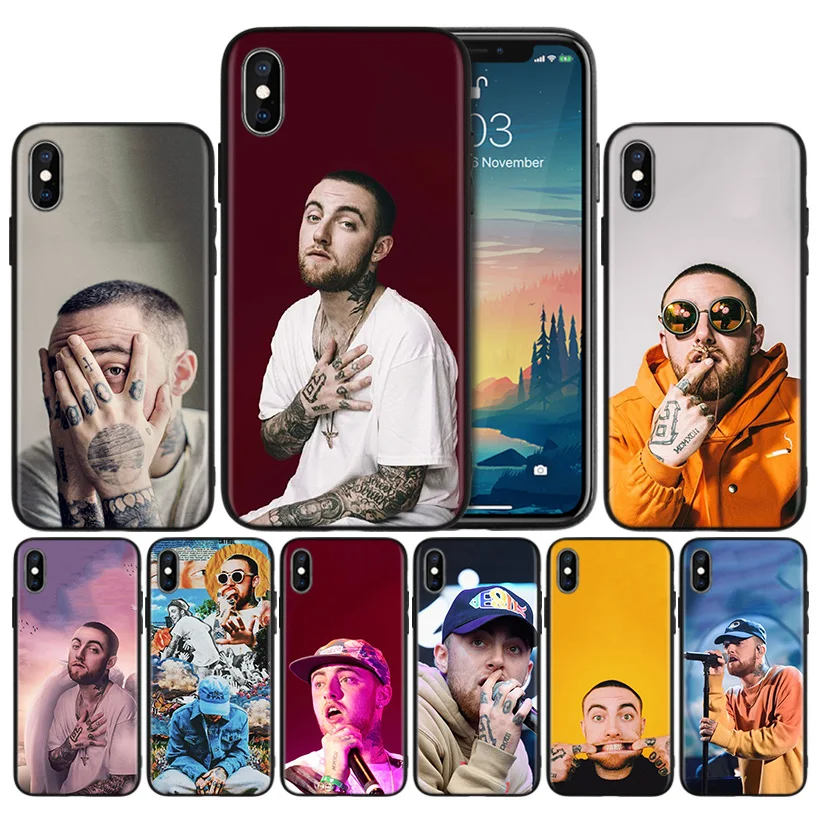 

Rapper Mac Miller Soft TPU Black Silicone Case Cover for iPhone 7 8 XS Max XR X 6 6S 5 5C 5S SE Plus