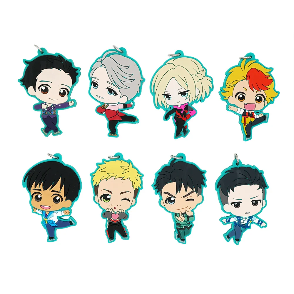 Юрий! На льду аниме Nikiforov Victor Katsuki Yuuri Plisetsky джинсы Yuri-Jacques JJ Christophe Kenjiro Minami резиновый брелок