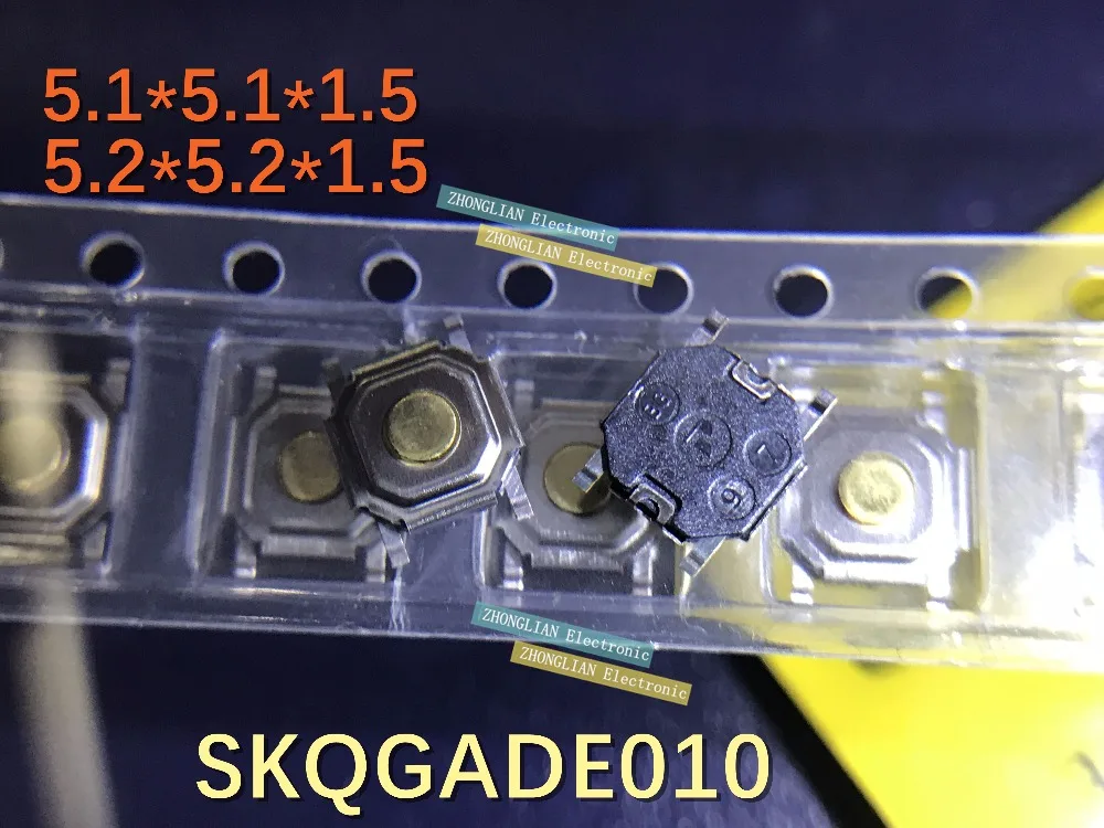 

freeshipping 100pcs/Lot SMD button switch SKQGADE010 5.1X5.1X1.5 5.2X5.2X1.5