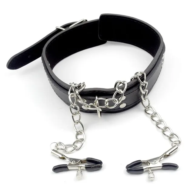 Slave Collar&Nipple Clamps Leather Necklace Adult Games Sex Products For Woman, BDSM Bondage Erotic Sex Toys For Couples 6