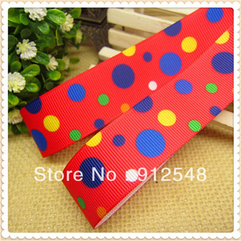 1" (25mm) 2013 color dot printed grosgrain ribbon Gift wrap ribbon 10 style mix 102327