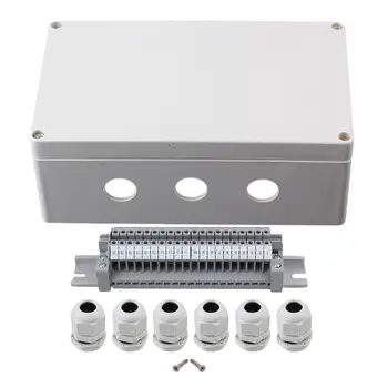 

White Gray 200 x 120 x 75mm Plastic Waterproof 20 Position 3 In 3 Out Terminals Electric Junction Project Box