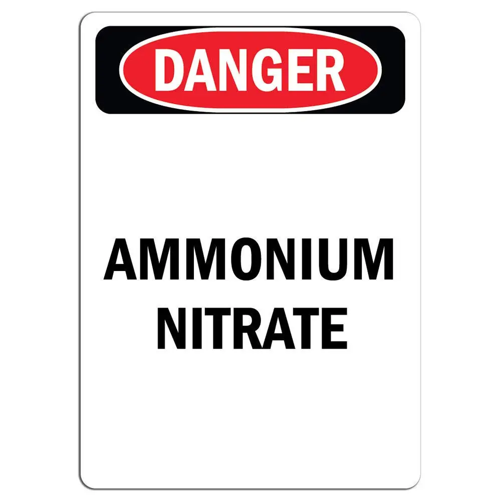 

For Danger Sign Ammonium Nitrate Label Decal Sticker Retail Store Sign Sticks to Any Surface 8"
