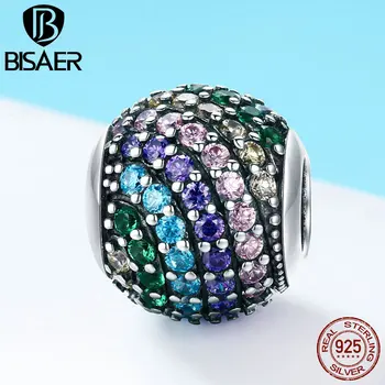 

Real 925 Sterling Silver Charms Rainbow Blooming Crystal CZ Beads fit for Charm Bracelet Bangles Authentic Silver Jewelry ECC820