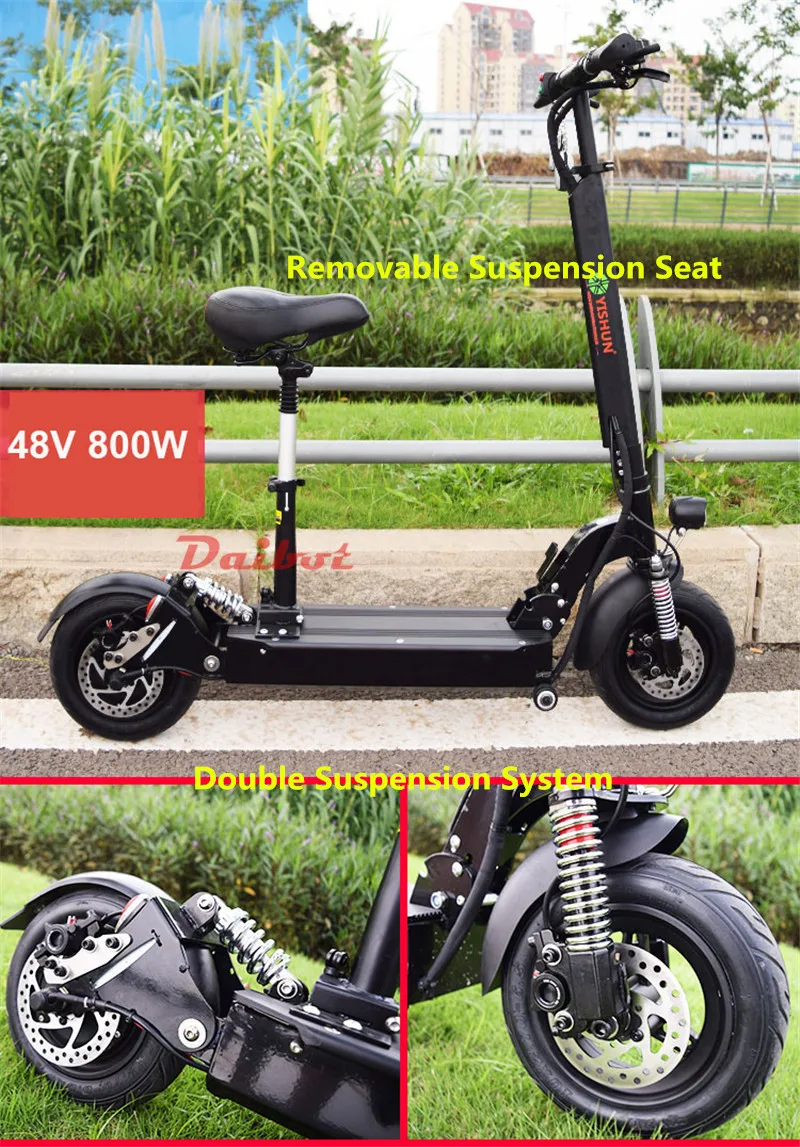 800 Вт Мощный электрический скутер скейтборд 10 дюймов E-Scooter внедорожный Ховерборд с сиденьем пульт дистанционного управления для взрослых