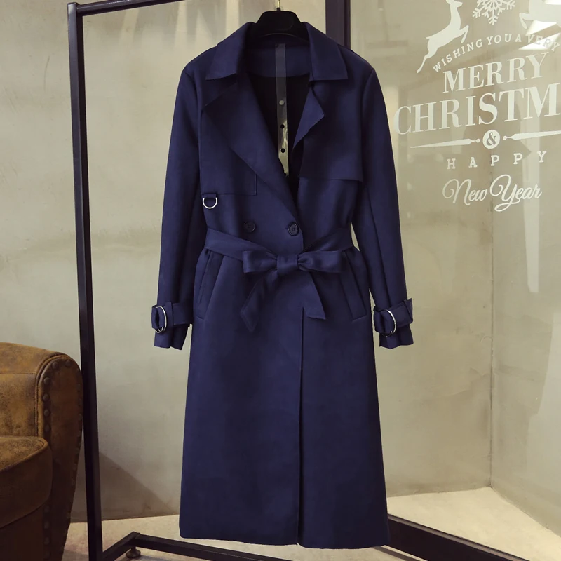 2020 New Fashion Brands faux Suede Trench Coat 