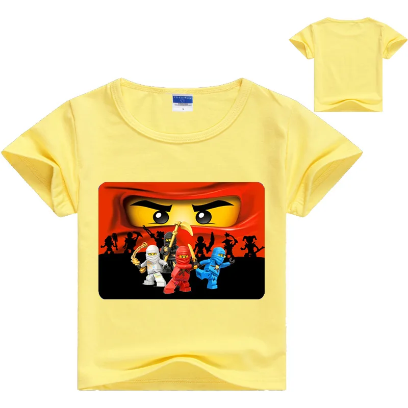 Летние футболки для мальчиков детская одежда Ниндзя Одежда Ninjago с мультяшным принтом для девочек короткий рукав Футболка для детей ясельного возраста детская одежда топ, футболка - Цвет: Yellow 7044