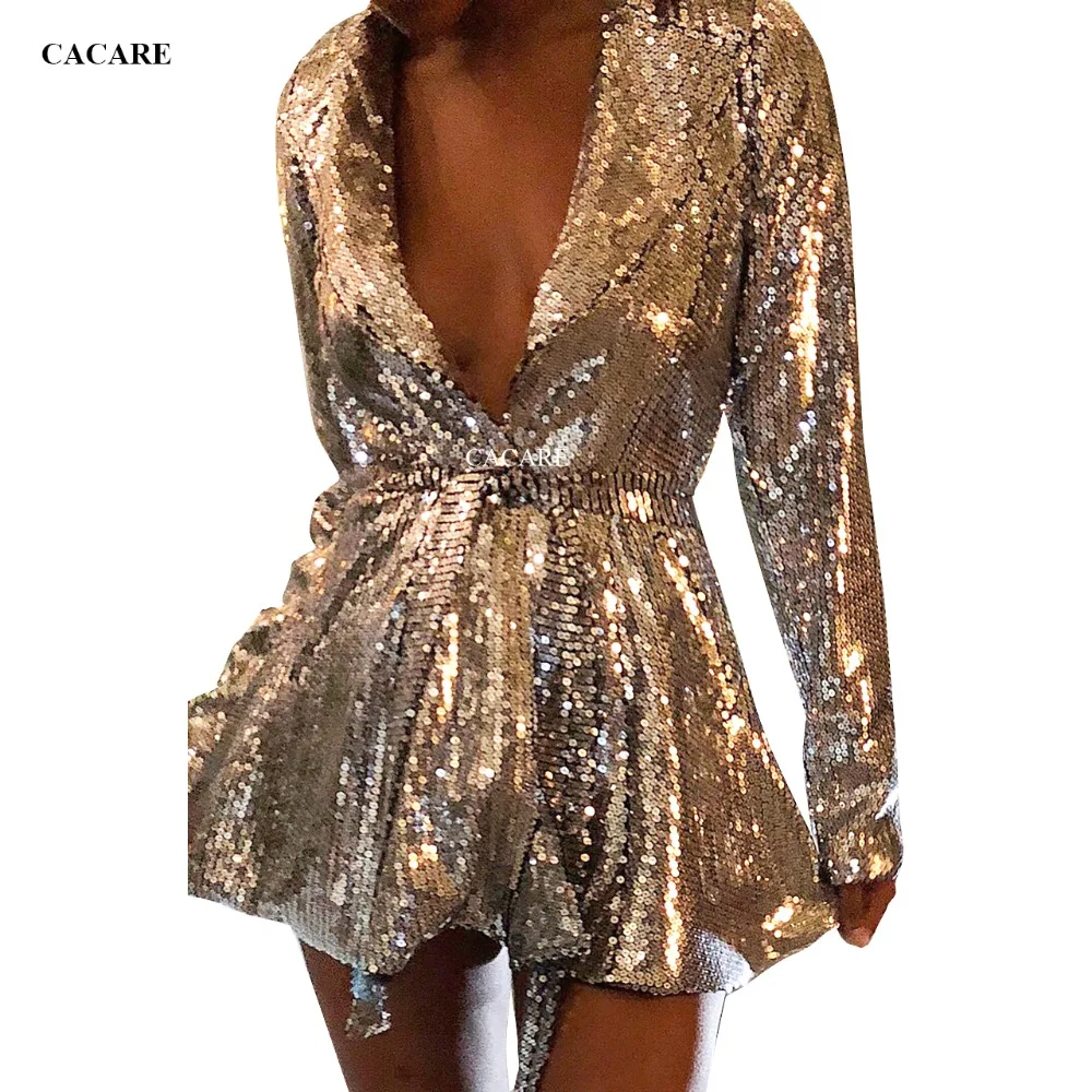Full Sequins Women Mini Glitter Dress Shiny Sexy Deep V Dress Club
