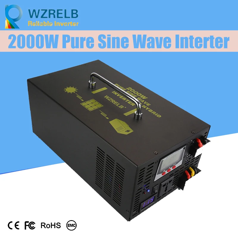 

Peak Full Power 2000W Solar Inverter Pure Sine Wave Inverter Car Power Inverter 12V/24V to 120V/220V DC to AC Voltage Converter