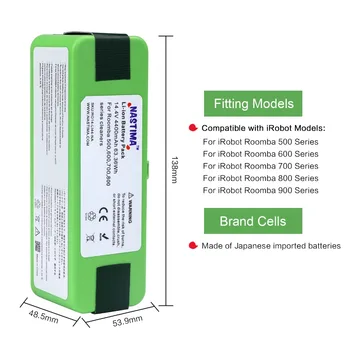 

NASTIMA 4400mAh Li-ion rechargeable Battery For iRobot Roomba Cleaner 500 600 700 800 Series - 620 650 700 770 780 880 890