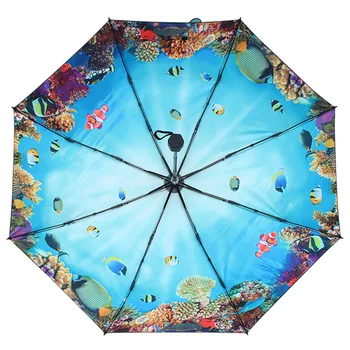 

Creative black umbrella Rain man Three-folding Anti-UV sea fish umbrella Sunny and Rainy Umbrella Parasol Paraguas HXSY-2