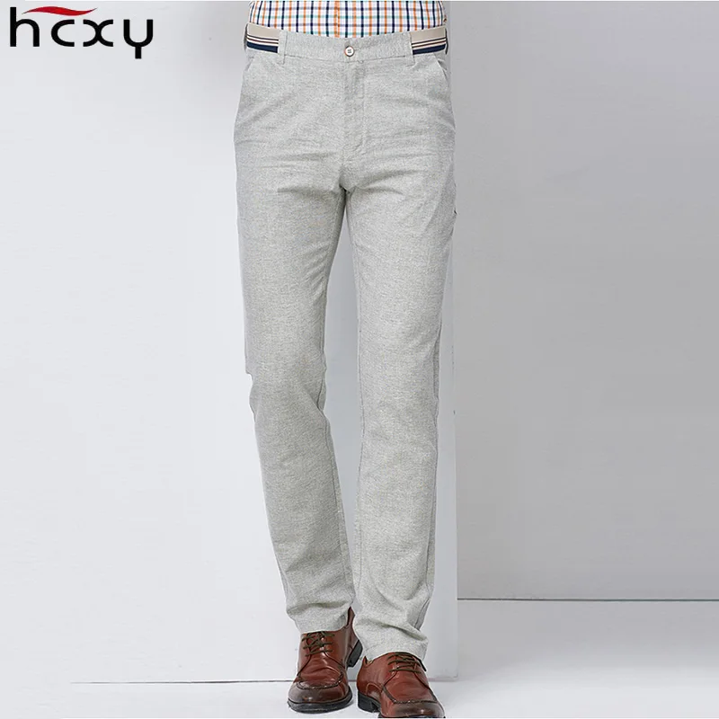 

HCXY 2018 summer high quality Men's Linen Pants men Commerce Casual thin trousers Men pantalones male pants Size 38