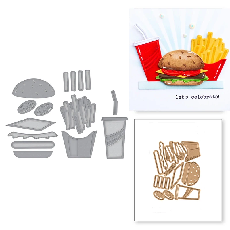 

Hamburger French Fries Cola Set Metal Cutting Dies For DIY Scrapbooking Embossing Album Paper Cards Making Crafts New 2019 Dies