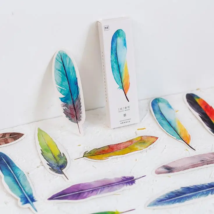 30 pcs/pack Colorful Feather Bookmark Paper Cartoon Animals Bookmark Promotional Gift Stationery Film Bookmark 30 pcs/pack Colorful Feather Bookmark Paper Cartoon Animals Bookmark Promotional Gift Stationery Film Bookmark