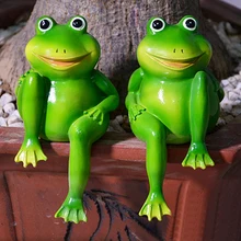 1 пара милая Смола сидя лягушки статуя сад магазин декоративные лягушки скульптура для наружного сада пруд декоративные-средние лягушки
