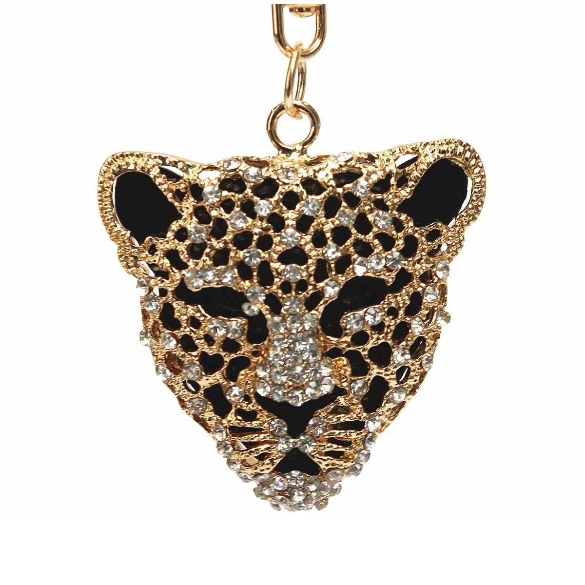 Leopard Head Rhinestone Crystal Keyring Charm Pendant-in Key Chains ...