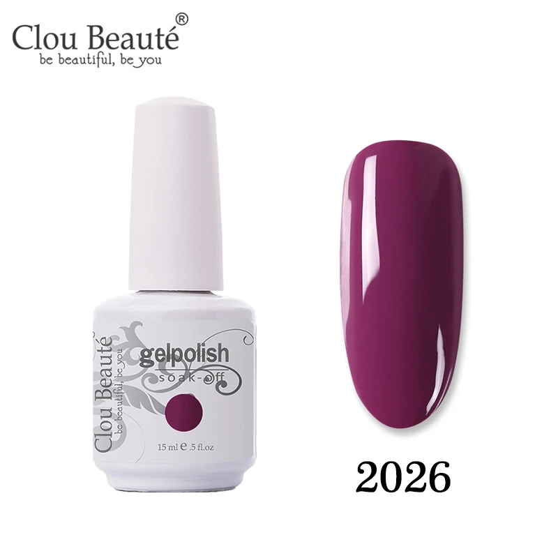 Clou Beaute Gellak UV 15 мл полуперманентный лак для ногтей гель основа и верхнее покрытие замочить от ногтей Живопись гель лак для ногтей - Цвет: 2026