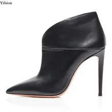 Olomm/Новое поступление; женские ботильоны; пикантные ботинки на высоком каблуке-шпильке; красивые черные офисные туфли с острым носком; женская обувь; большие американские размеры 5-15