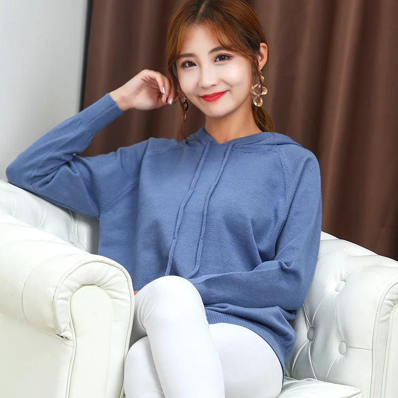 Autumn and winter new casual sweaterwomen's hooded sweater head loose bottoming sweater large size wild