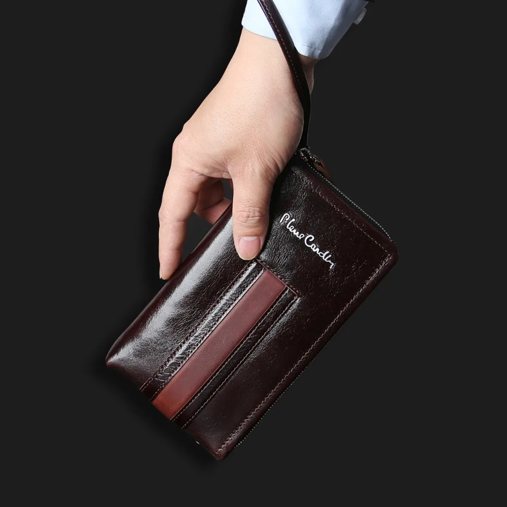

For Oneplus 3 3T 5 5T 6 6T Pierre Cardin Casual Reticule Bag Man Bag Genuine Leather Bag Strap Pouch Mobile Phone Case Cover