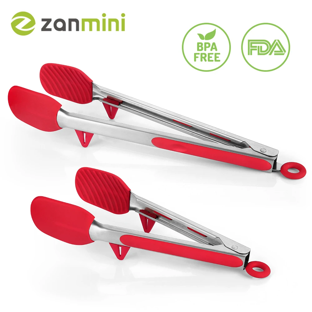 zanmini Non Stick Kitchen Tongs Stainless Steel Barbecue Tongs Pizza