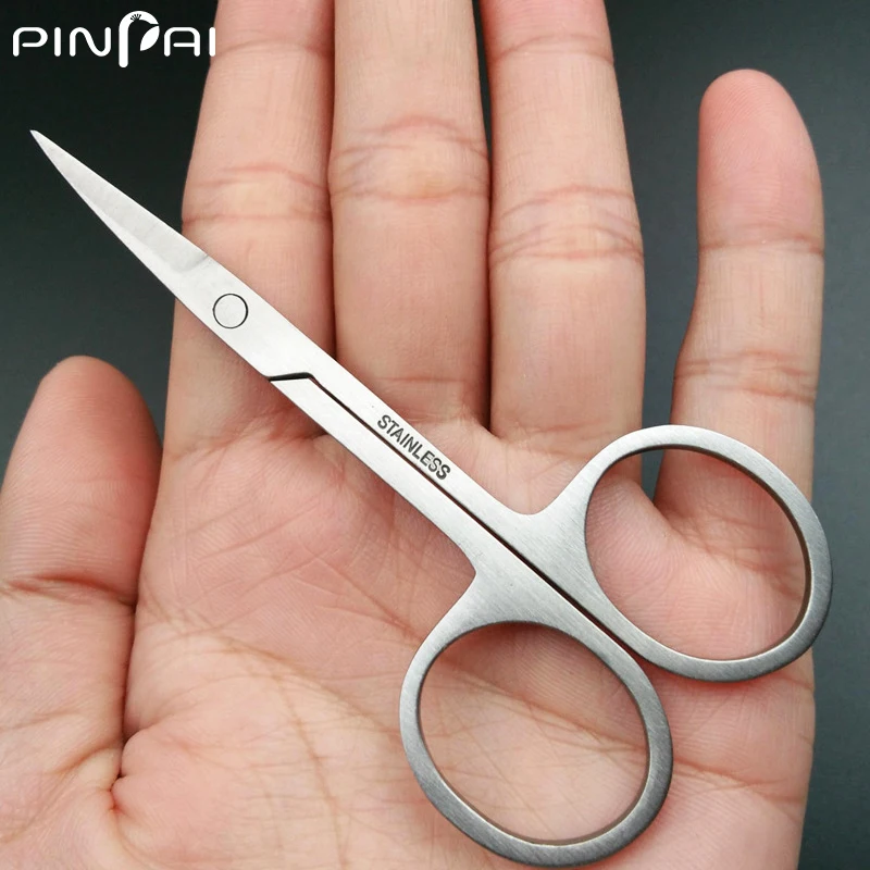 Professional 2PCS Stainless Steel Nail Scissors Manicure Scissors Eyebrow Nose Hair Nail Art Cuticle Curved Scissors 5