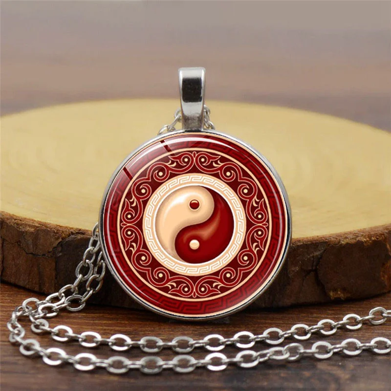 

2018 new vintage Glass Cabochon Jewelry With Bronze Necklace yin yang pendant fashion men women Custom necklace gift