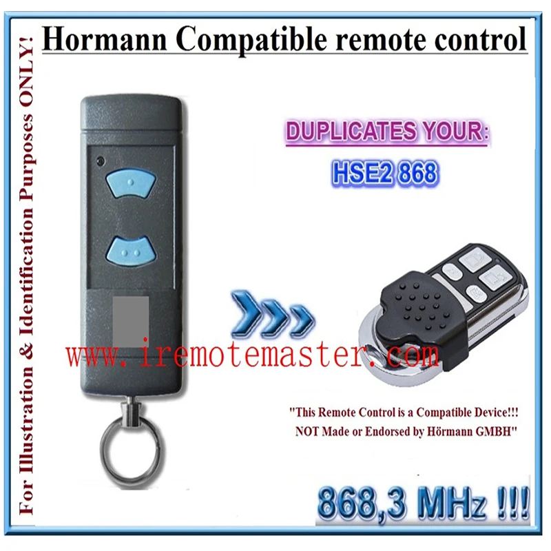 

FOR Hormann HSE2 868 remote control replacement transmitter, 868.3Mhz fixed code