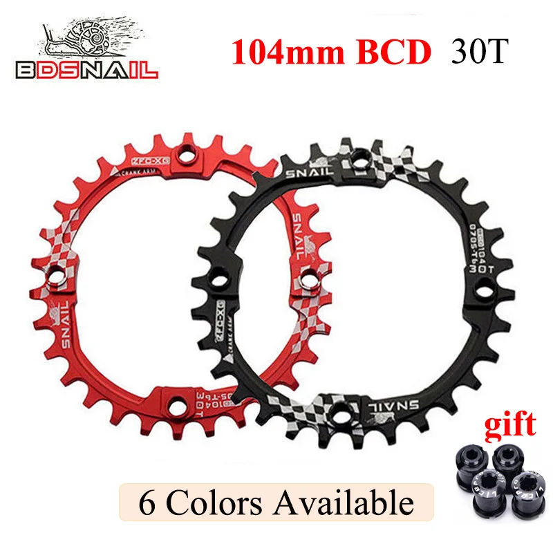 

Snail 104bcd 30T Bike Chainring colored mountain bike wheels Narrow Wide MTB Bicycle Single Speed Bicycle Chain ring Bolts