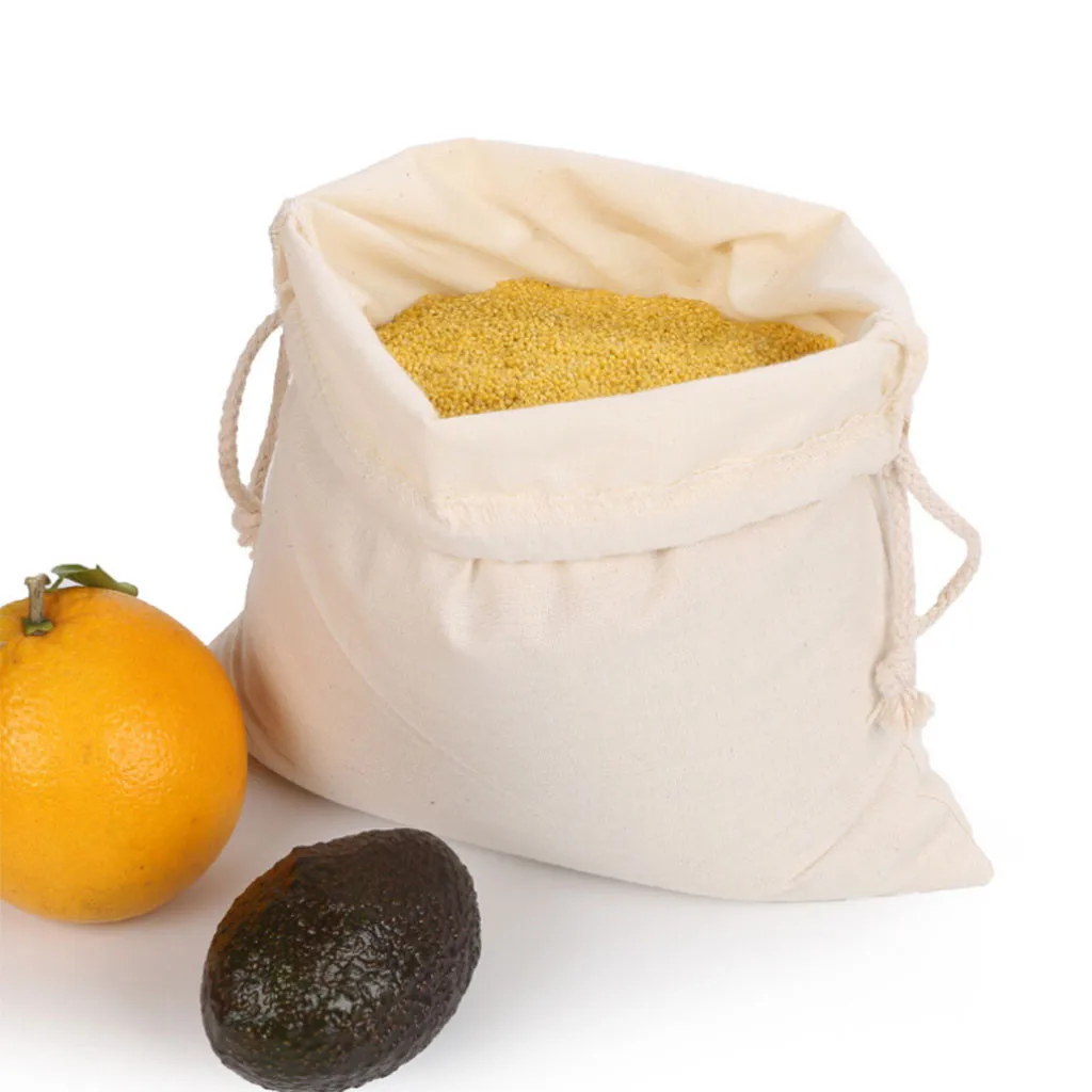 

Drawstring Bundle Cotton Bag household Supermarket Bread Fruit And Vegetable Shopping Bag kitchen organizer