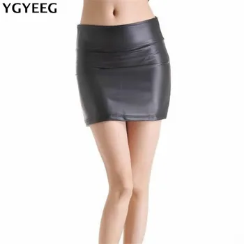 

YGYEEG New PU Leather Skirts Sexy Women Bodycon Skirts Short Top Quality Mini Skirt Spring Summer New Arrival Black New Design