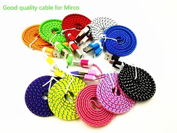 

1000pcs/lot Braided Wire noodle flat Micro USB Cable 1M/3ft Sync Nylon Woven V8 Charger cable for Samsung Galaxy S7 S6 S5 S4