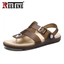 Reetene/ г. летние мужские сандалии высококачественные резиновые сандалии мужские модные мягкие сандалии Hombre De Cuero Уличная обувь для мужчин