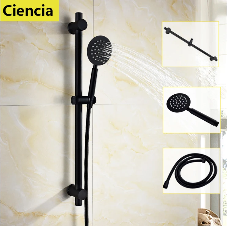 

Stainless steel black shower set Hot and cold mixing valve faucet Bathroom shower head set United States free shipping