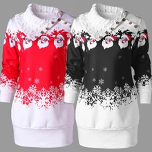 CANIS New Hot Fashion Ladies Women Christmas Autumn Winter Long Sleeve Xmas Pattern High Collar Mini Skirts Warm Clothes