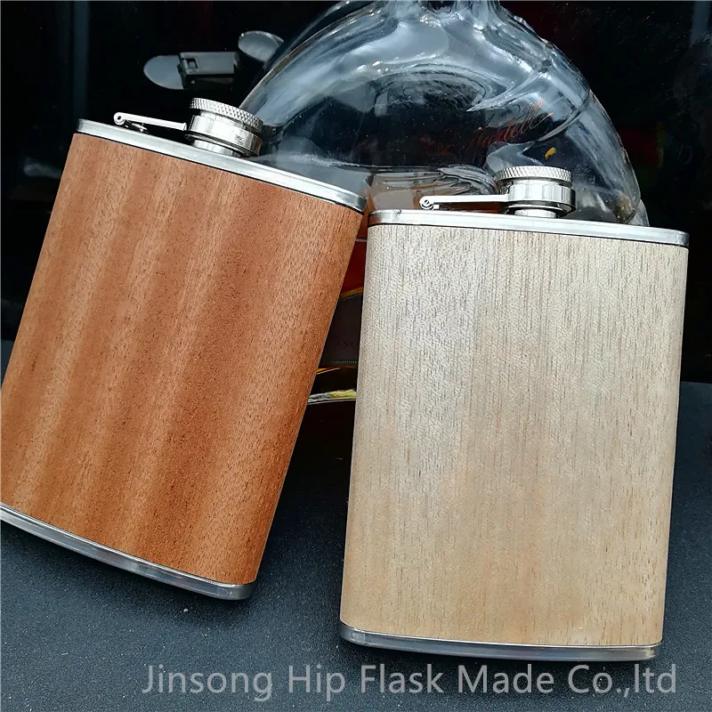 

True Wooden Wrapped 8oz Stainless Steel Hip Flask