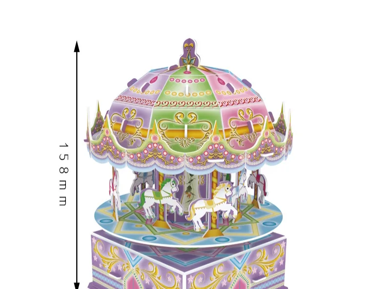3D трехмерная головоломка, ветряная мельница, водяное колесо, бумажная Сборная модель здания, музыкальная шкатулка, головоломка, игрушки для детского подарка