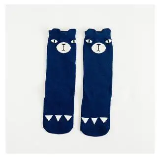 Blue bear Гольфы для маленьких девочек милые детские теплые однотонные хлопковые длинные черные носки без пятки для девочек Полосатые носки для кроссовок - Цвет: Blue bear