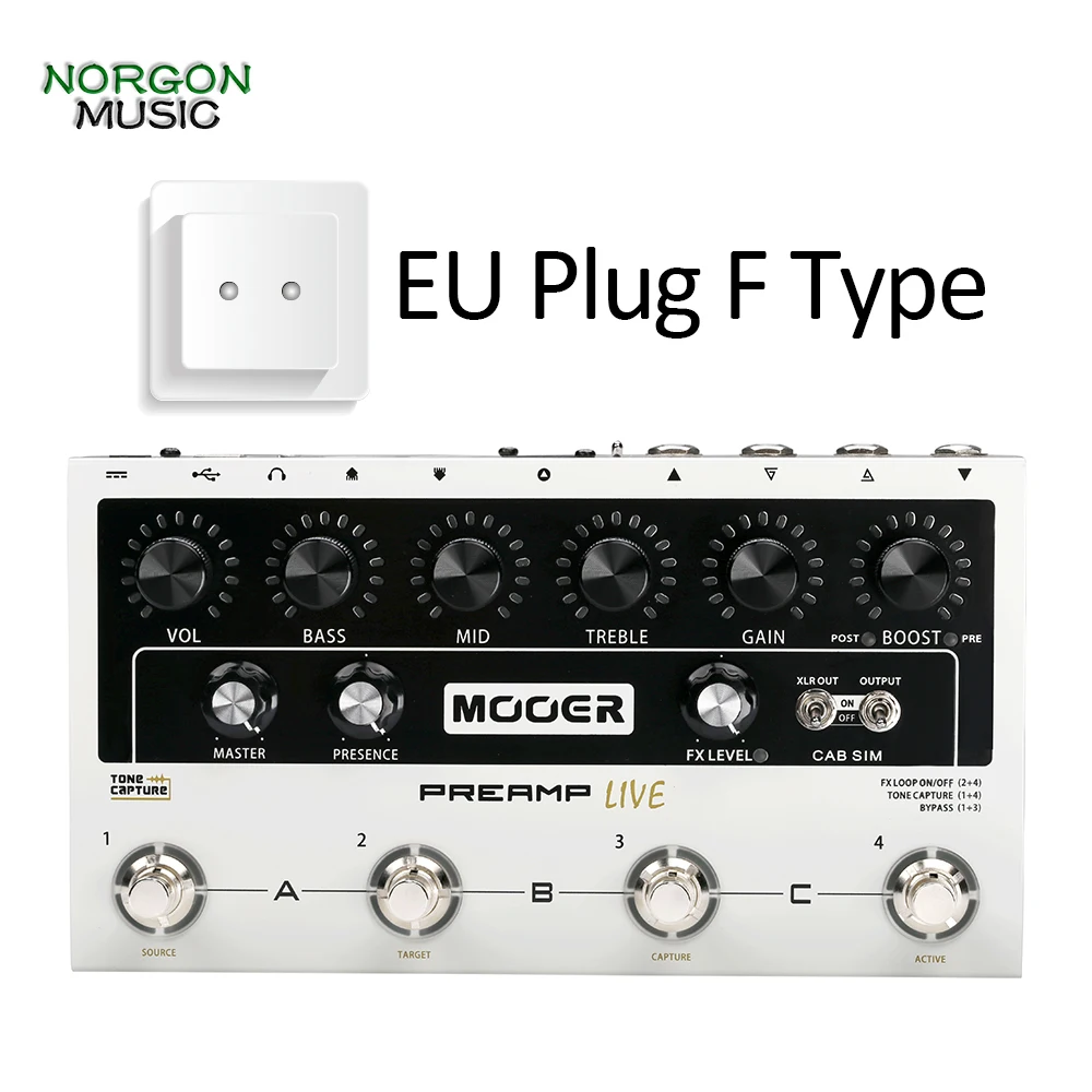EU Plug F Type Mooer предусилитель Live электрогитара мульти-педаль эффектов Boost приложение доступно овердрайв шум ворота цифровой предусилитель петля - Цвет: EU Plug F Type
