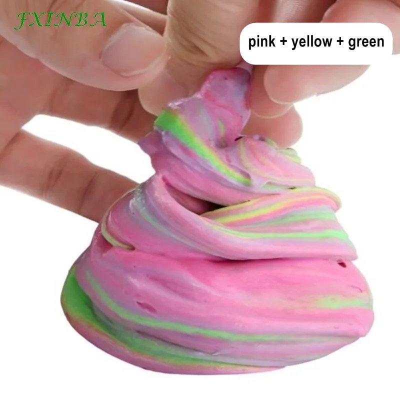 FXINBA 60 мл/коробка слизи пушистые игрушки мягкая полимерная глина Lizun поставки слаймов DIY талисманы фимо фрукты кусочки пластилина антистресс - Цвет: 18 pink yellow green