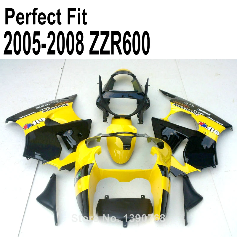 Желтый обтекатель комплект для Kawasaki ZZR600 2005 2006 2007 2008 05 08 обтекателя Kit Обтекатели