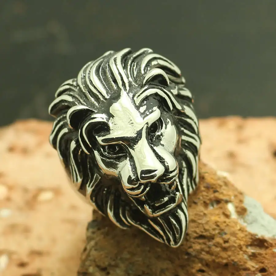 buy Retail Mens 316L Stainless Steel Cool Silver Lion King Ring