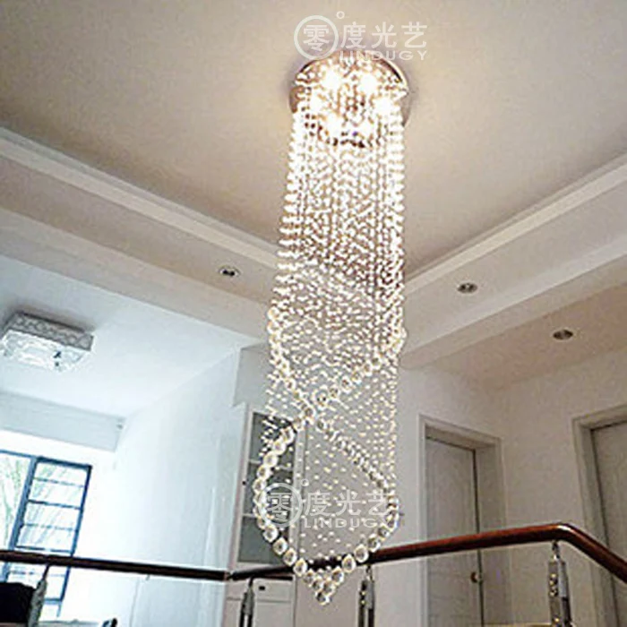 Luxury stair lamp t long pendant light crystal long line of light