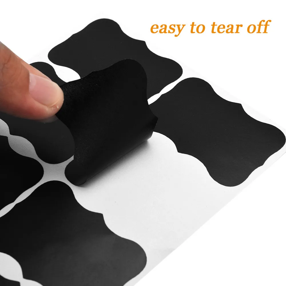 

ZUCZUG 48Pcs/Set Blackboard Sticker Fancy Craft Kitchen Jar Organizer Labels Chalkboard Chalk Board Stickers Black 5CM X 3.5CM