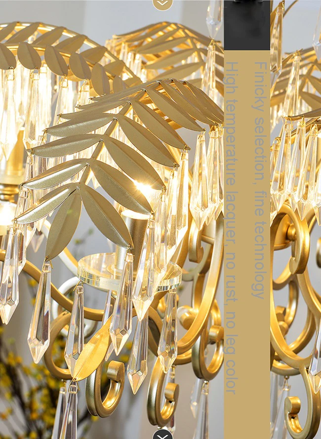 gold crystal leaves pendant lamp 9