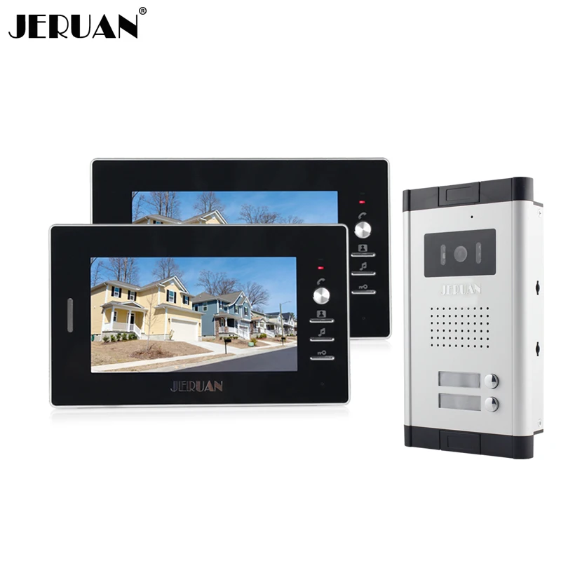 

JERUAN New 7 inch Color Video Door Phone intercom System video intercom Apartment Intercom System For 2 House Free shipping